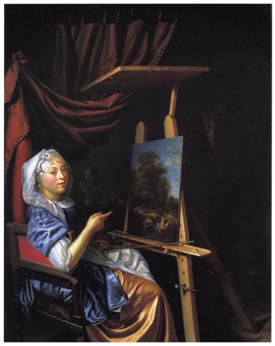 Self Portrait at Her Easel by Maria Schalcken